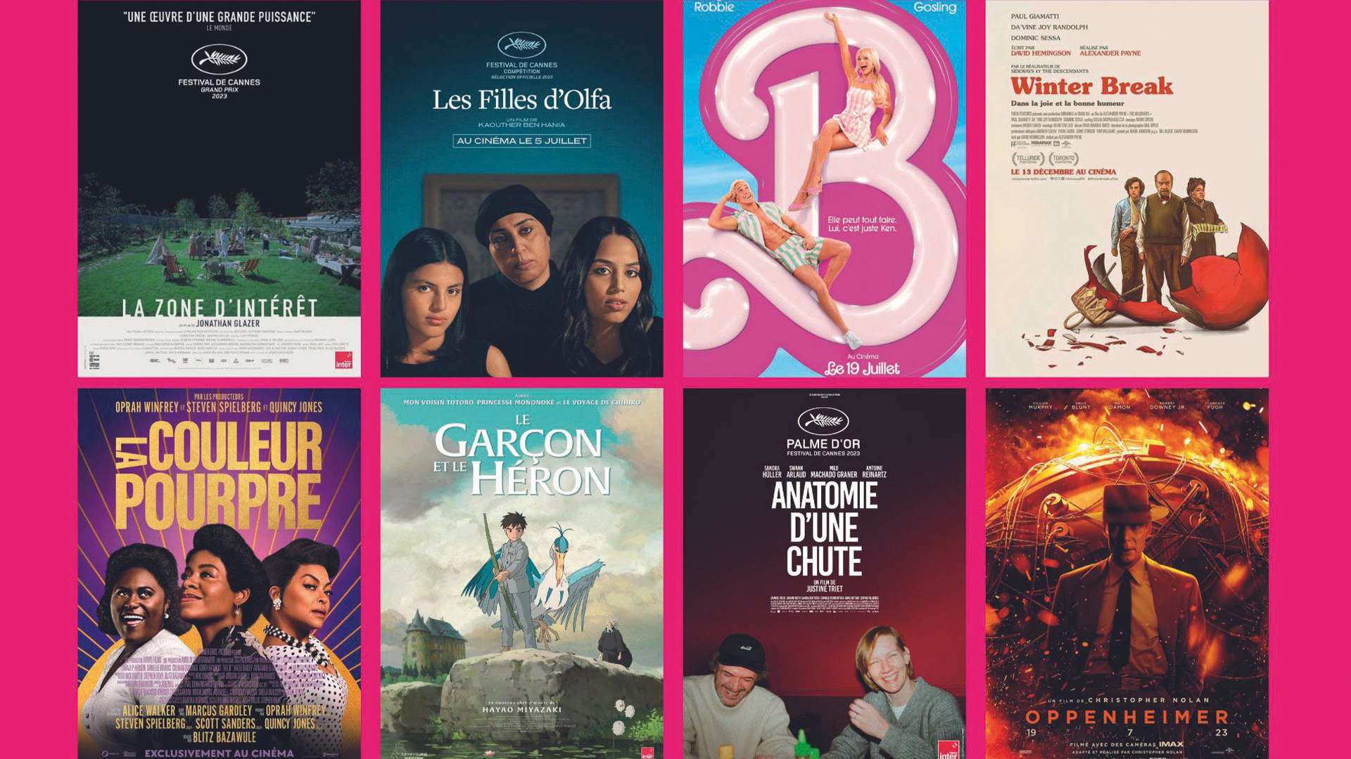 Weekend des Oscars 2024 - Du vendredi 15 au dimanche 17 mars - La Zone d'Intérêt - Les Fille d'Olfa - Barbie - Winter Break - La Couleur Pourpre - Le garçon et le héron - Anatomie d'une chute - Oppenheimer - Cinéma Les Étoiles - Bruay la Buissière